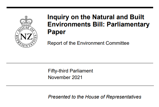 The Environment Select Committee (Select Committee) has released its Report on the Exposure Draft of the Natural and Built Environments Bill (Bill).cover image.